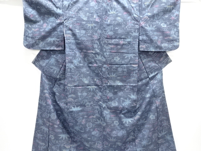 JAPANESE KIMONO / ANTIQUE KIMONO / TAISHO ROMAN STYLE / TOKAMACHI TSUMUGI / WOVEN SHOCHIKUBAI